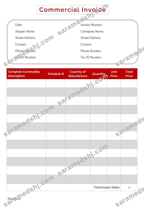 Editable Commercial Invoice Template